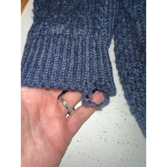 Vintage LL Bean Women’s Wool Cardigan Button Front Cable Knit Blue M Ireland - Picture 6 of 9